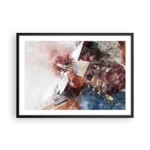 Poster in einem schwarzem Rahmen - Eine künstlerische Interpretation einer Gitarre im Aquarellstil - 70x50cm - Und was halten Sie davon? - Moderne Wanddekoration für Wohnzimmer und Schlafzimmer ARTTOR