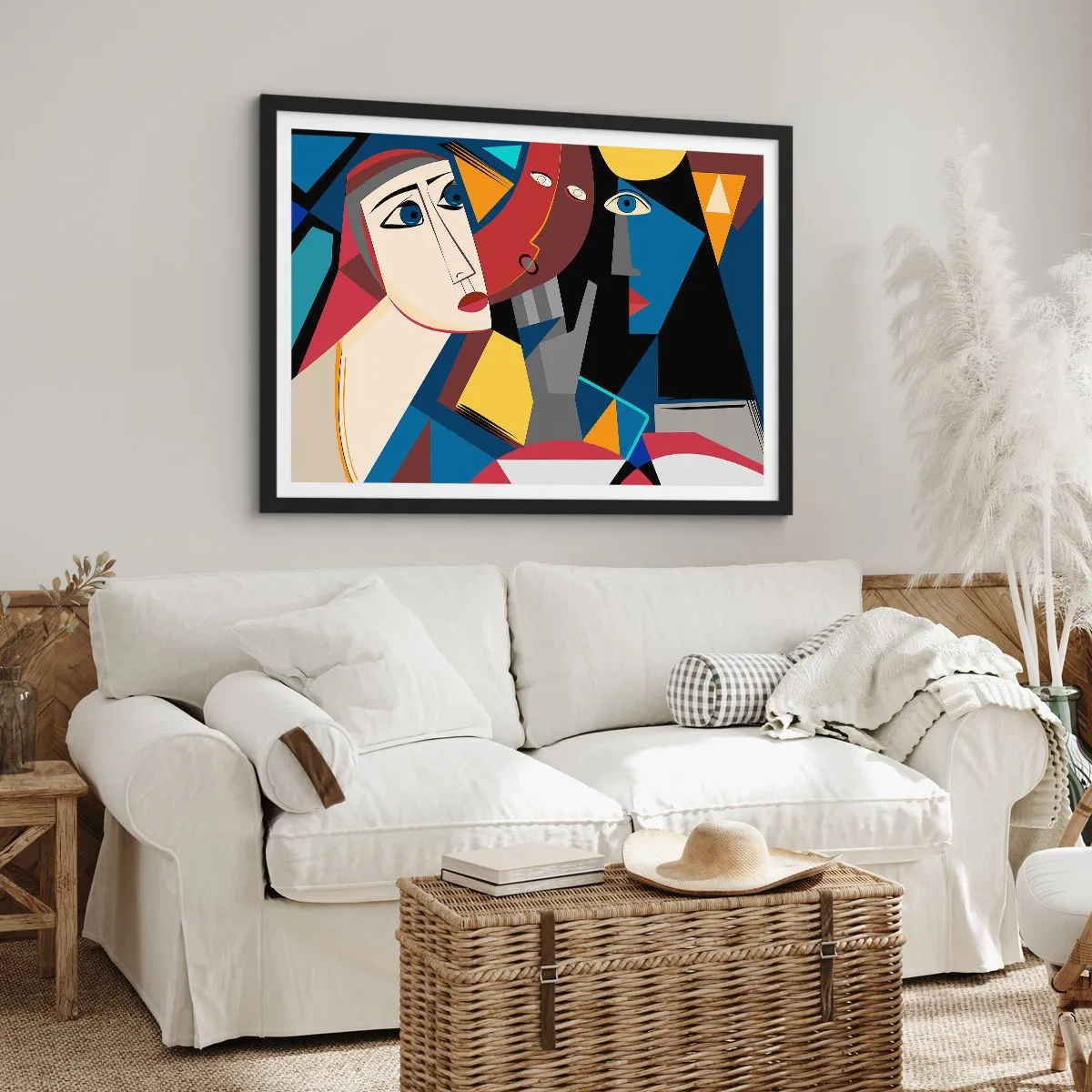 Poster in einem schwarzem Rahmen - Gespräch zwischen Kubisten - 50x40 cm