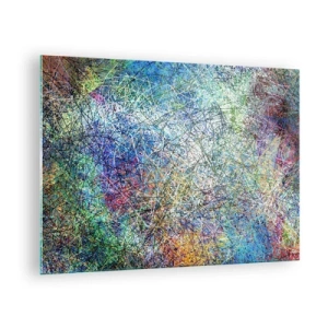 Glasbild - Bild auf glas - Bunte Abstraktion mit dynamischen Linien - 70x50cm - Es ist nicht so einfach - Moderne Wanddekoration für Wohnzimmer und Schlafzimmer ARTTOR