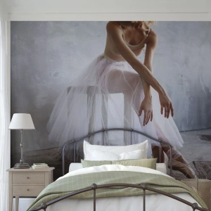 Fototapete Premium Sand - Bevor die Rampe leuchtet - Ballerina, Ballett, Tanzen - 400x280 cm