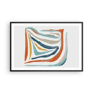 Poster in einem schwarzem Rahmen - Abstraktion mit einem freundlichen Lächeln - 91x61 cm