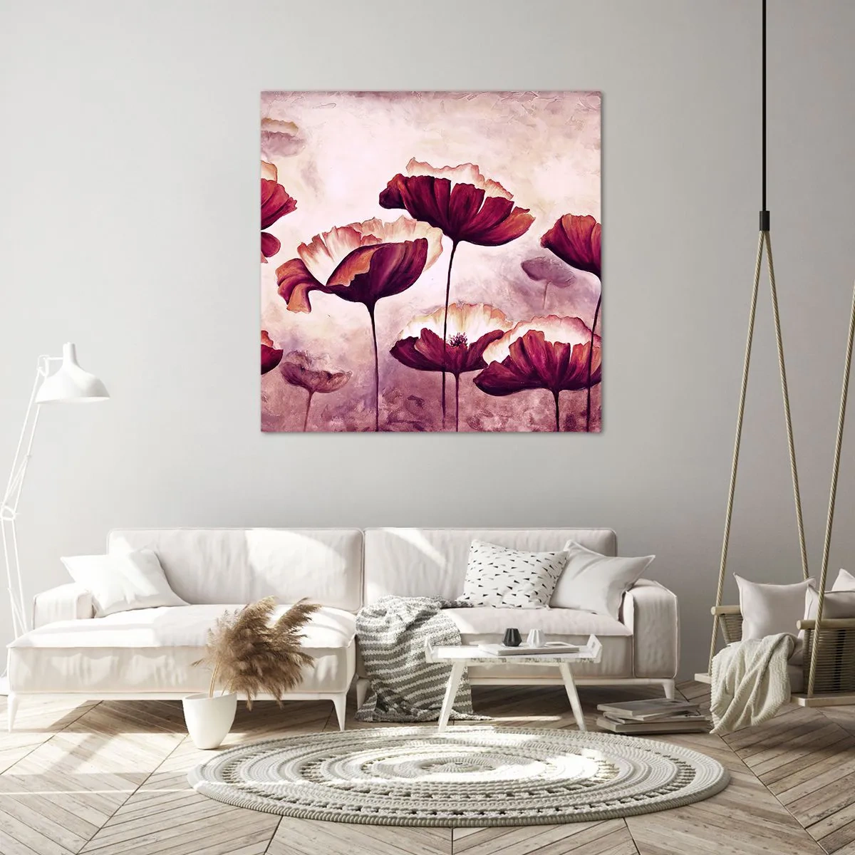 Bild auf Leinwand - Leinwandbild - Rotes und weißes Blütenblatt - 60x60 cm