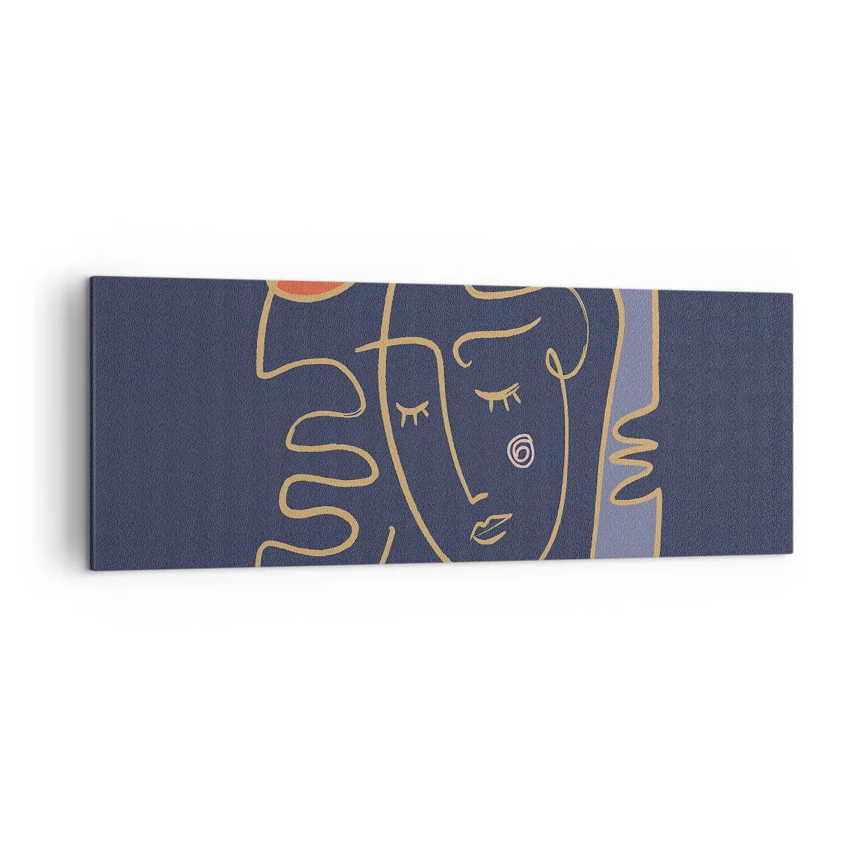 Bild auf Leinwand - Leinwandbild - Abstraktes Gesichtsporträt im minimalistischen Stil - 140x50cm - In Gedanken - Moderne Wanddekoration für Wohnzimmer und Schlafzimmer ARTTOR