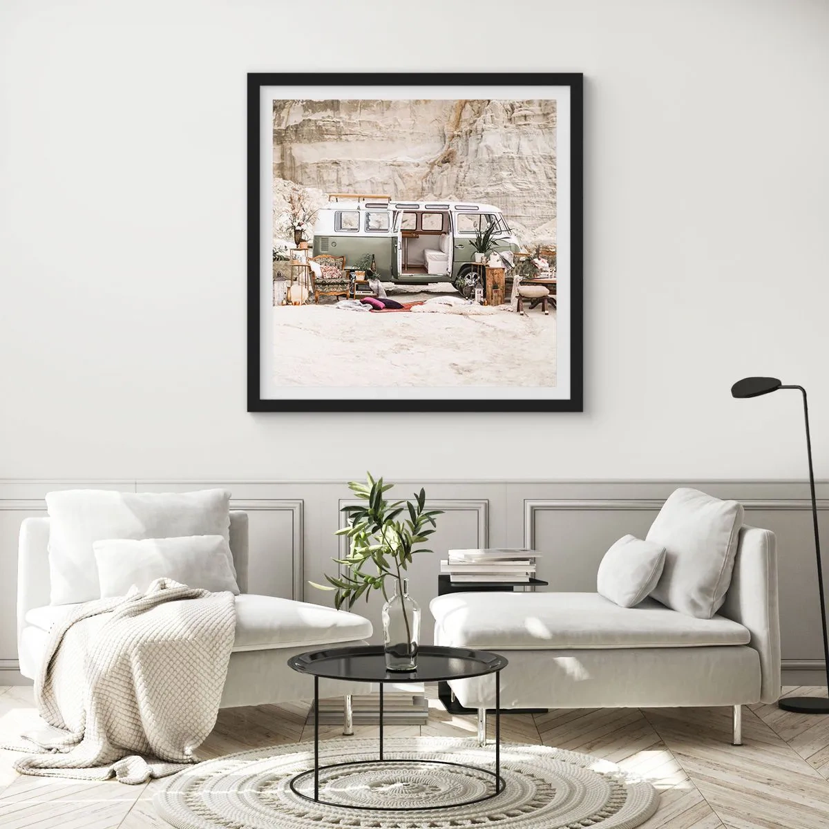 Poster in einem schwarzem Rahmen - Es ist die Zeit, die Reise zu beginnen - 60x60 cm