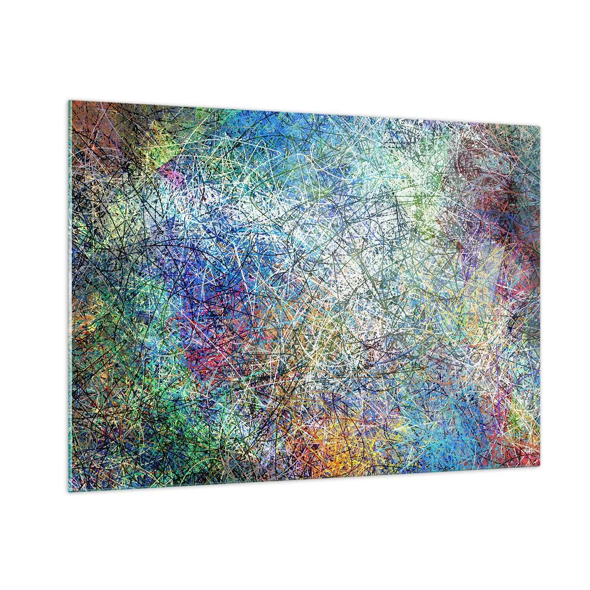 Glasbild - Bild auf glas - Bunte Abstraktion mit dynamischen Linien - 100x70cm - Es ist nicht so einfach - Moderne Wanddekoration für Wohnzimmer und Schlafzimmer ARTTOR