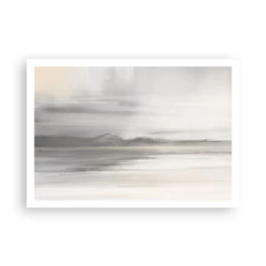 Poster - Eine subtile Landschaft in Grau- und Beigetönen - 100x70cm - Nachdenkliche Distanz - Moderne Wanddekoration für Wohnzimmer und Schlafzimmer ARTTOR