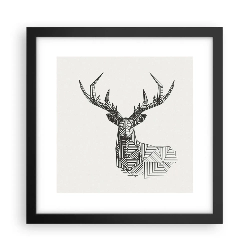 Poster in einem schwarzem Rahmen - Ein Hirsch im kubistischen Stil - 30x30 cm