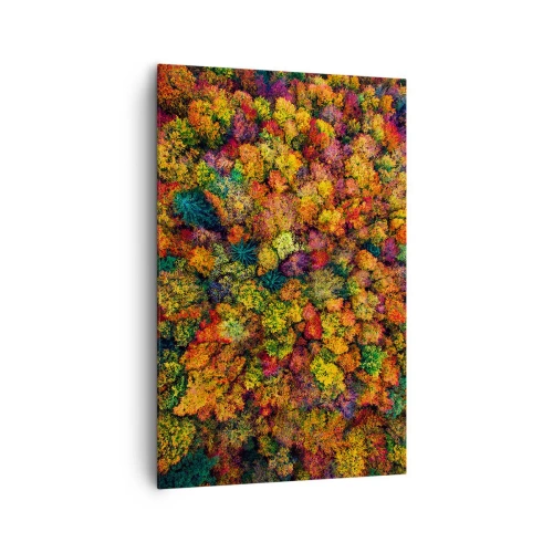 Bild auf Leinwand - Leinwandbild - Bunte Baumkronen in der Herbstpalette - 80x120cm - Blumenstrauß aus Herbstbäumen - Moderne Wanddekoration für Wohnzimmer und Schlafzimmer ARTTOR