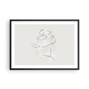 Poster in einem schwarzem Rahmen - Eine minimalistische Skizze eines Gesichts auf hellem Hintergrund - 70x50cm - Die Umrisse eines Traums - Moderne Wanddekoration für Wohnzimmer und Schlafzimmer ARTTOR