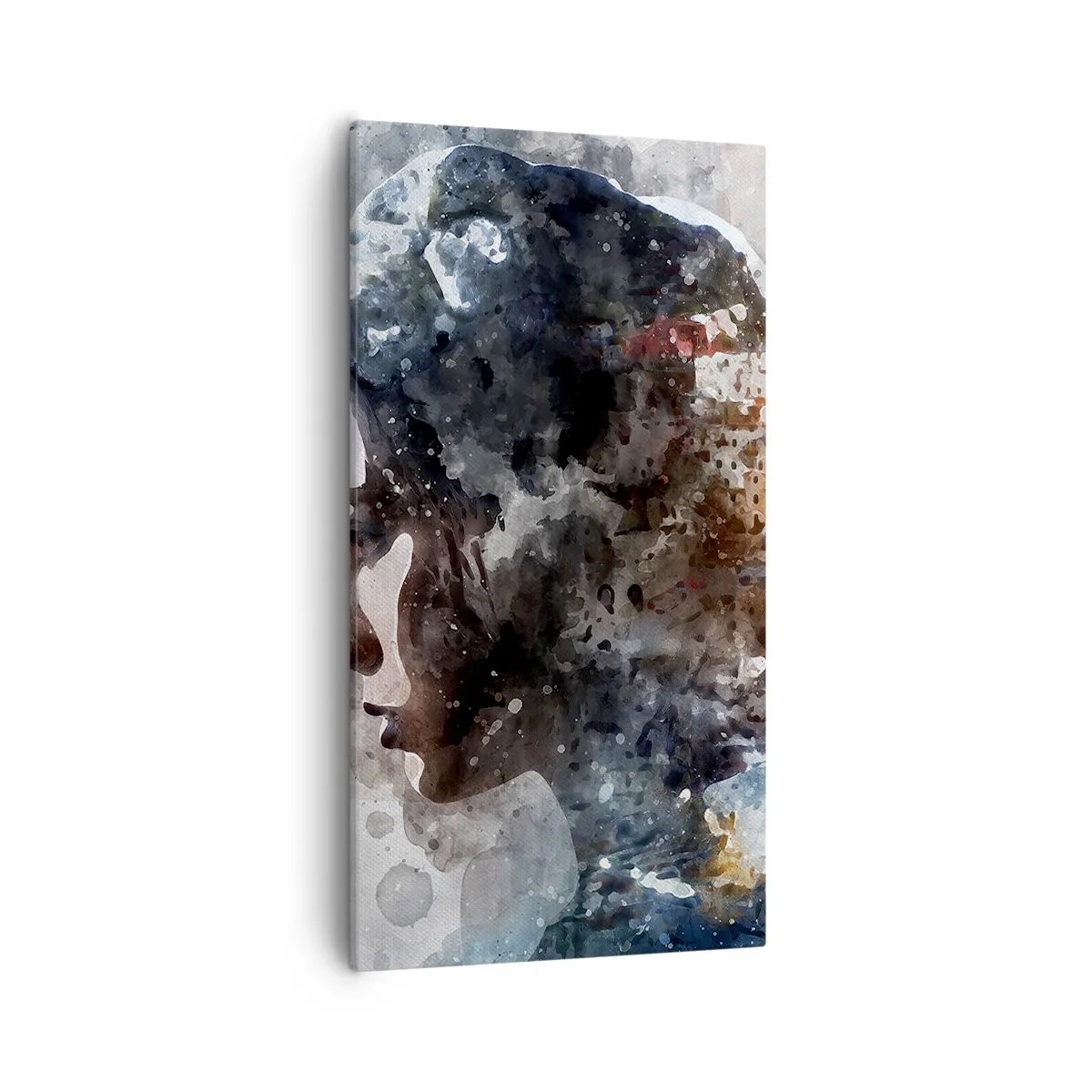 Bild auf Leinwand - Leinwandbild - Eine Geschichte über ein Mädchen mit einer Stadt im Hintergrund - 55x100 cm