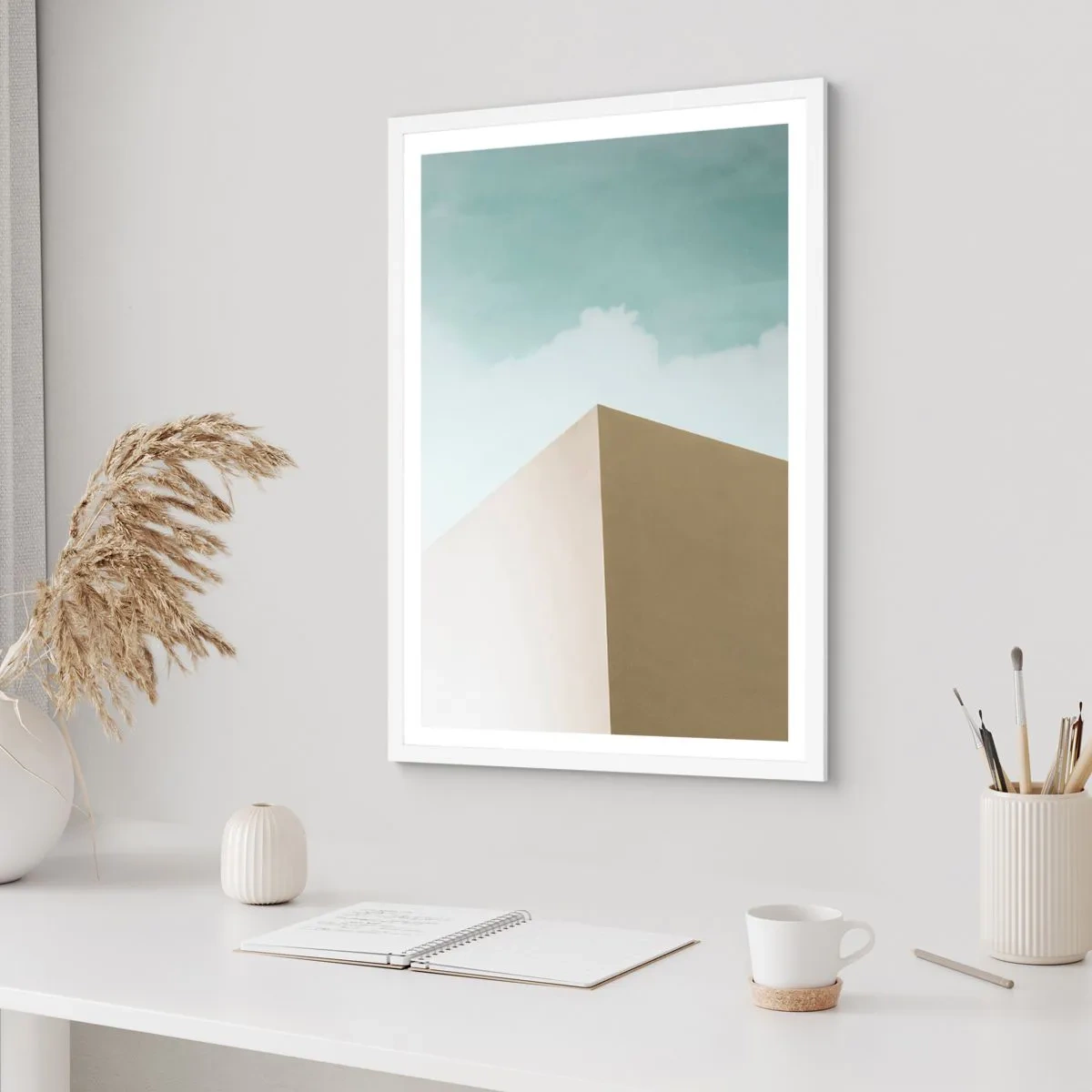 Poster in einem weißen Rahmen - Geometrie des sonnigen Sommers - 50x70 cm