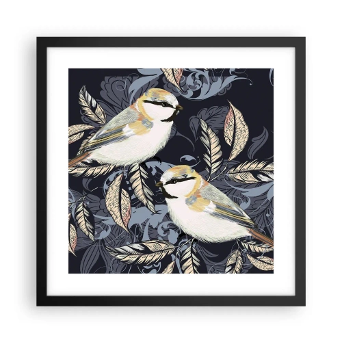 Poster in einem schwarzem Rahmen - Gelb-blauer Triller - 40x40 cm