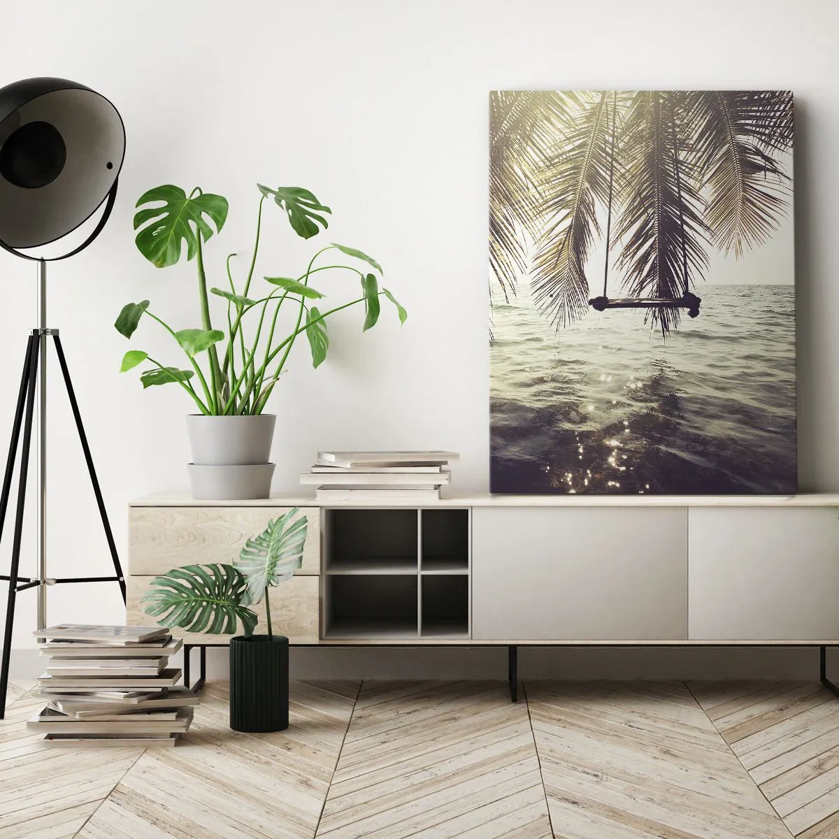 Bild auf Leinwand - Leinwandbild - Sie können nach Belieben in den Wolken schwingen - 45x80 cm
