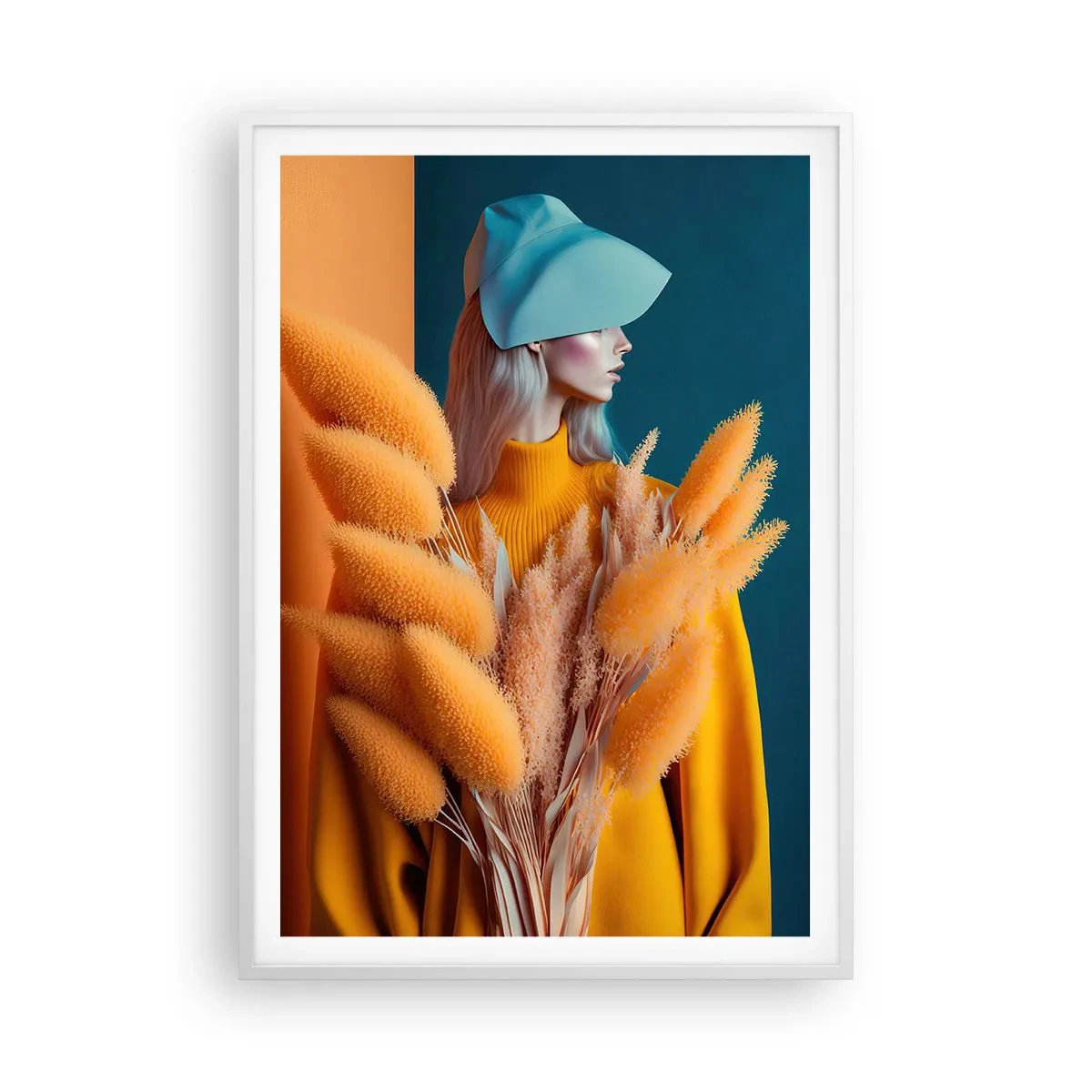 Poster in einem weißen Rahmen - Flauschiges Porträt - 70x100 cm