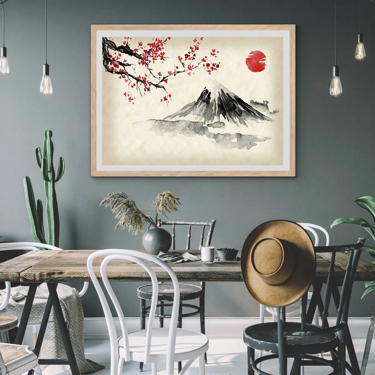 Poster in einem Rahmen aus heller Eiche - Liebe Japan - 100x70 cm