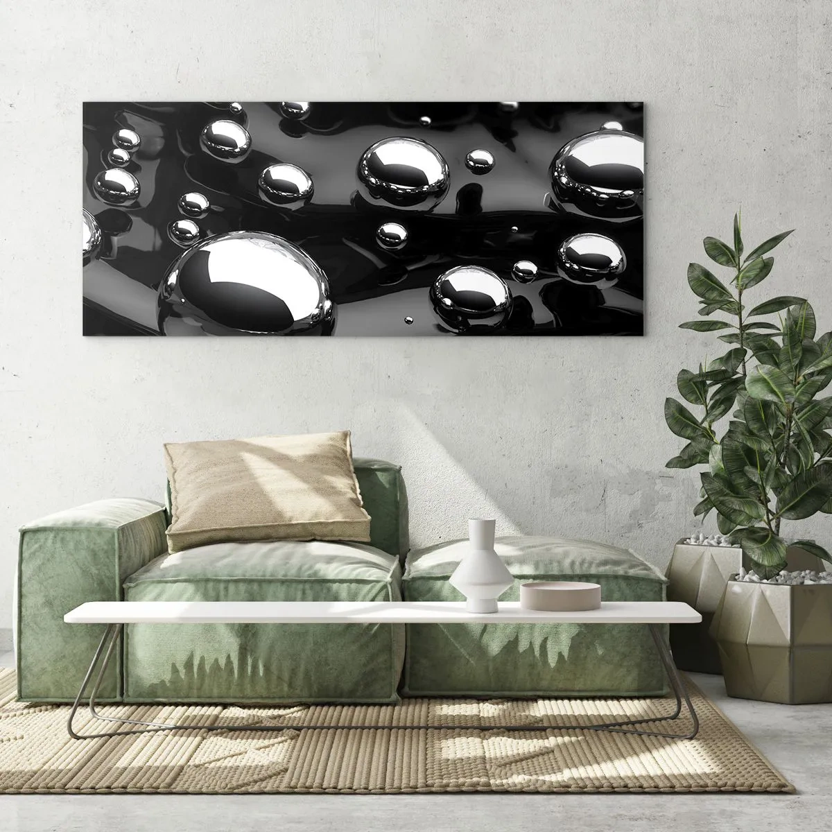 Glasbild - Bild auf glas - Aus der schwarzen Wassertiefe - 100x40 cm
