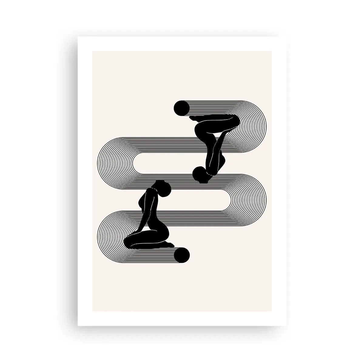 Poster - Minimalistische Grafiken weiblicher Silhouetten mit optischem Täuschungseffekt - 50x70cm - Sinnliche Symmetrie - Moderne Wanddekoration für Wohnzimmer und Schlafzimmer ARTTOR