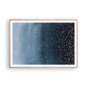 Poster in einem Rahmen aus heller Eiche - Komposition - blaue Phasen - 100x70 cm