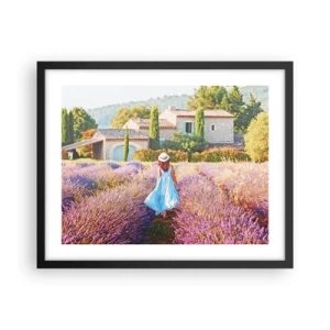 Poster in einem schwarzem Rahmen - Lavendel Mädchen - 50x40 cm