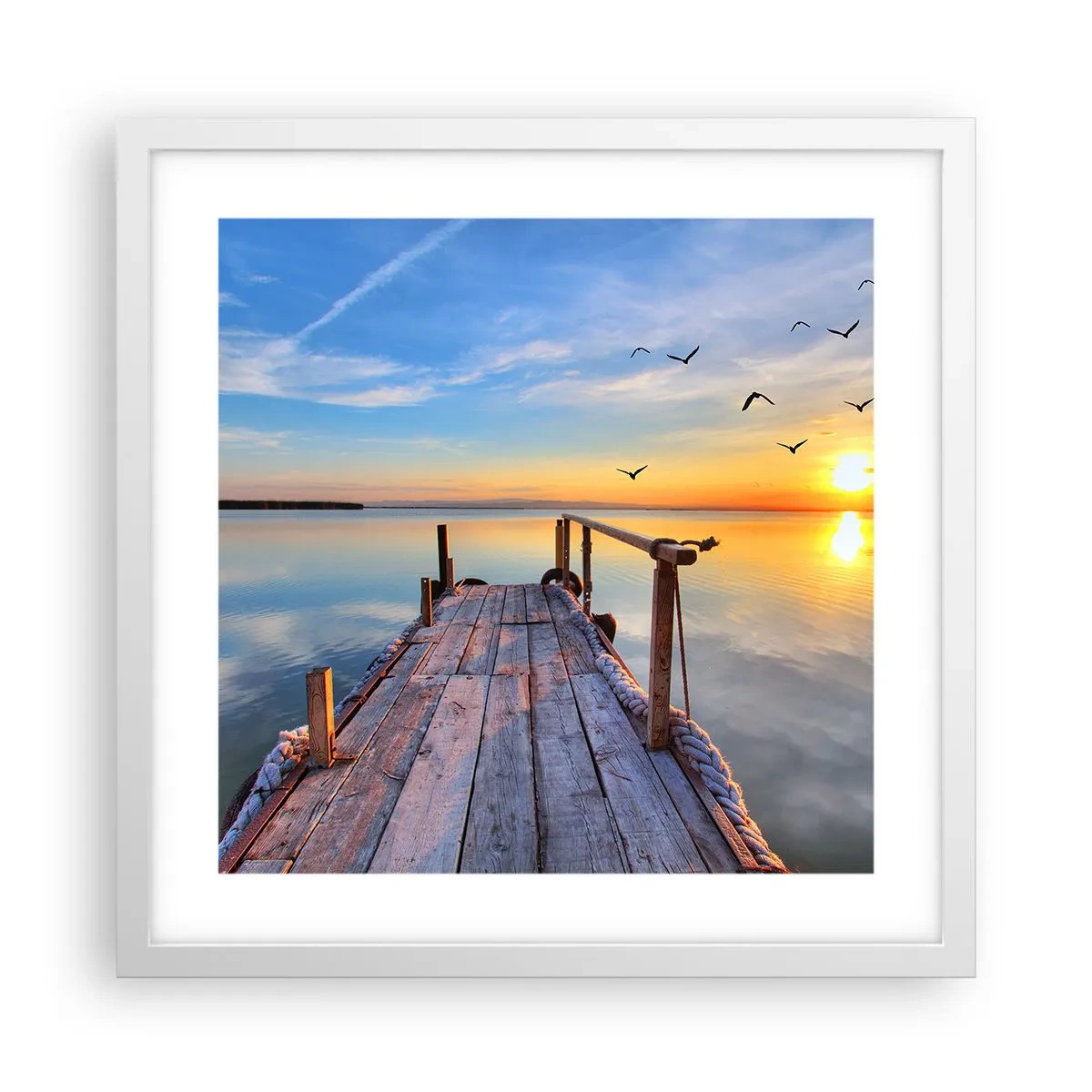 Poster in einem weißen Rahmen - Lauf direkt der Sonne entgegen - 40x40 cm