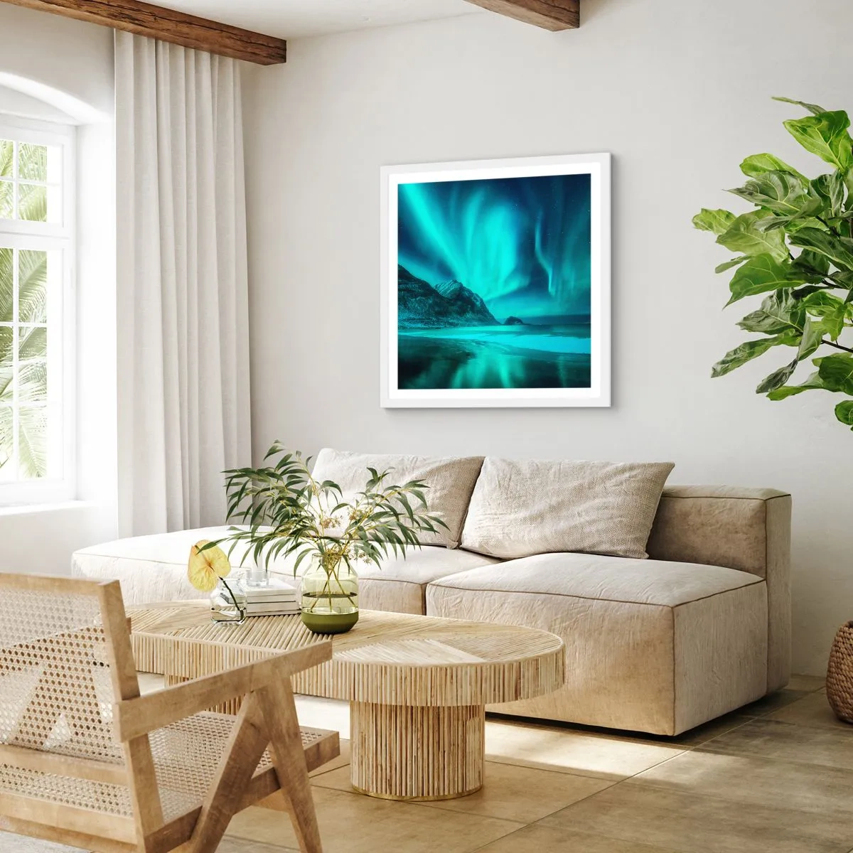 Poster in einem weißen Rahmen - Wunder des Nordens - 40x40 cm