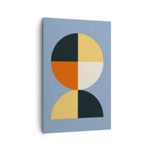 Bild auf Leinwand - Leinwandbild - Geometrische Kreise auf blauem Hintergrund - 80x120cm - Beobachte und zähle - Moderne Wanddekoration für Wohnzimmer und Schlafzimmer ARTTOR