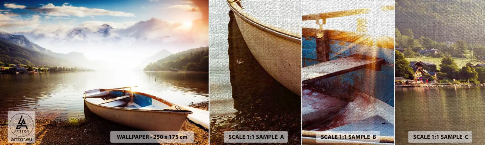 Fototapeten Muster Premium Canvas - Am tollen und klaren Wasser - Landschaft, See, Berge - 100x30 cm