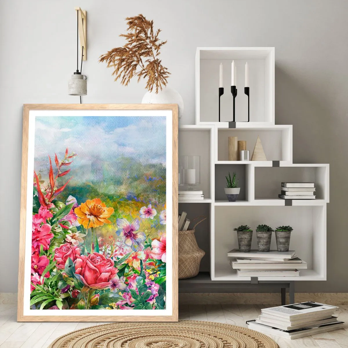 Poster in einem Rahmen aus heller Eiche - Ein Garten, der verrückt geworden ist - 61x91 cm