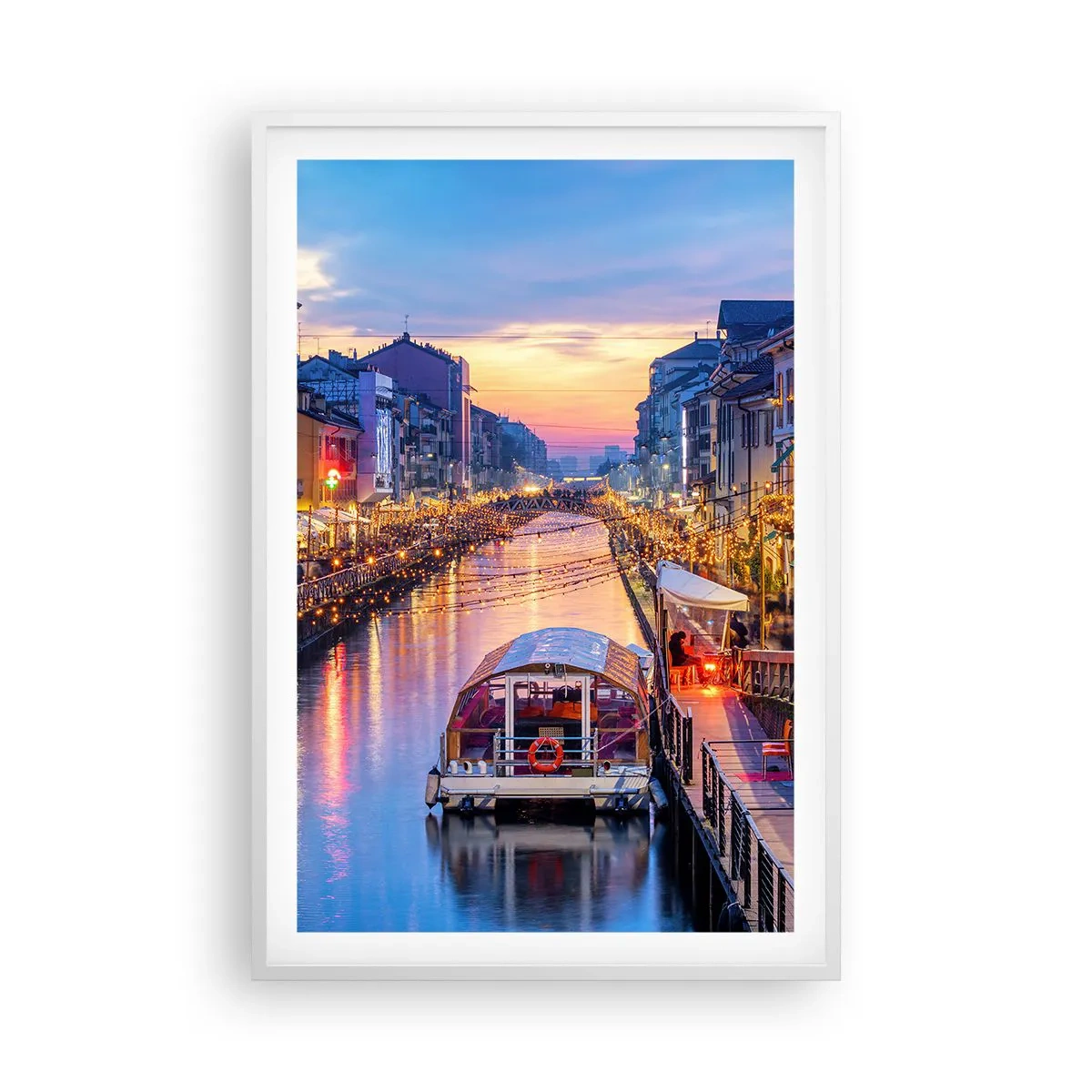 Poster in einem weißen Rahmen - Ein Abend voller Licht und Spaß - 61x91 cm