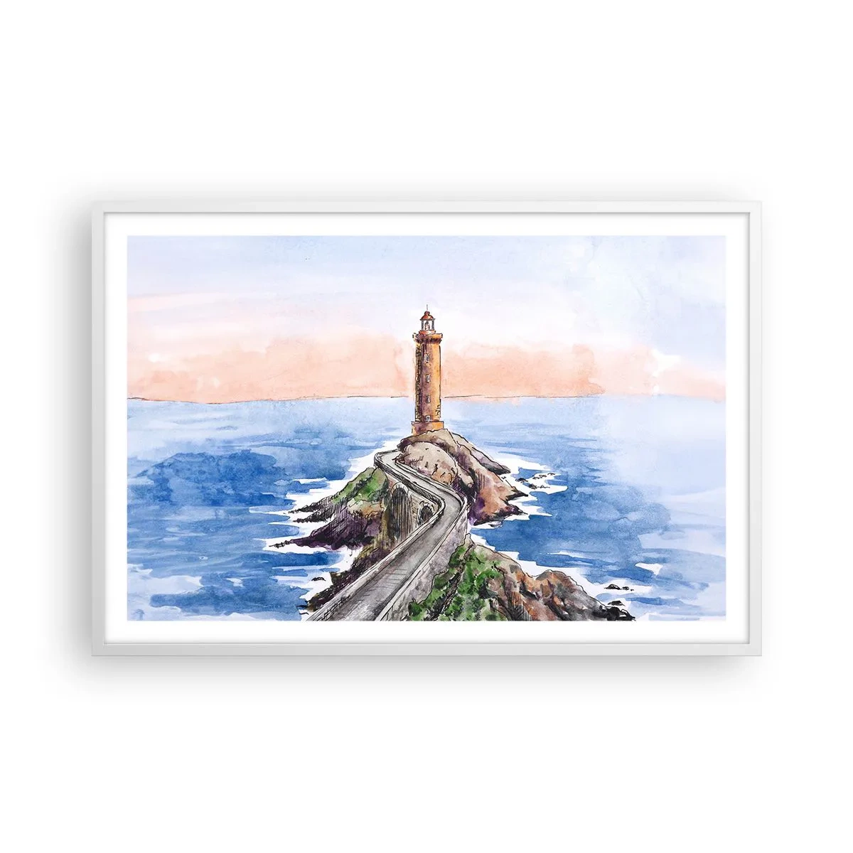 Poster in einem weißen Rahmen - Dem Meer zugewandt - 91x61 cm