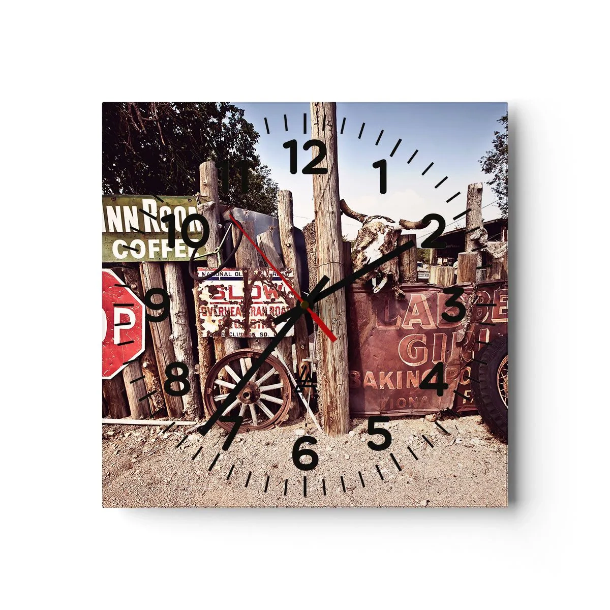 Wanduhr - Glasuhr - Und die Zeit ist stehen geblieben - 40x40 cm