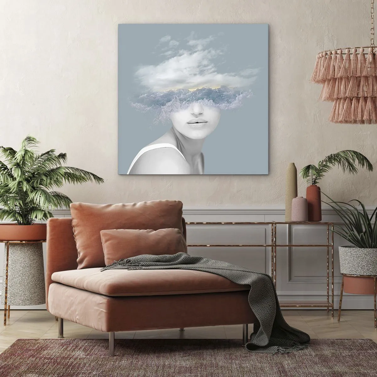 Bild auf Leinwand - Leinwandbild - Mit dem Kopf in den Wolken - 60x60 cm