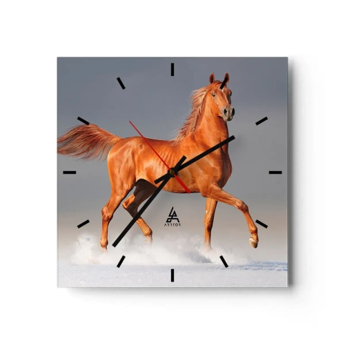 Wanduhr - Glasuhr - Ein galoppierendes Pferd vor blauem Himmel - 30x30cm - Tanzende Anmut - Moderne Wanddekoration für Wohnzimmer und Schlafzimmer ARTTOR