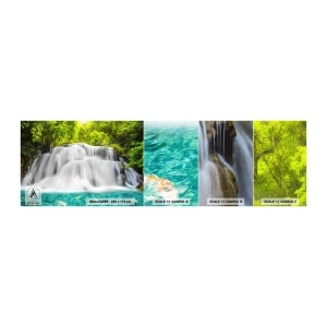 Fototapeten Muster Selbstklebend Deluxe Sticker - Eine schaumige Kaskade von grün bis azurblau - Landschaft, Wasserfall, Nationalpark - 100x30 cm