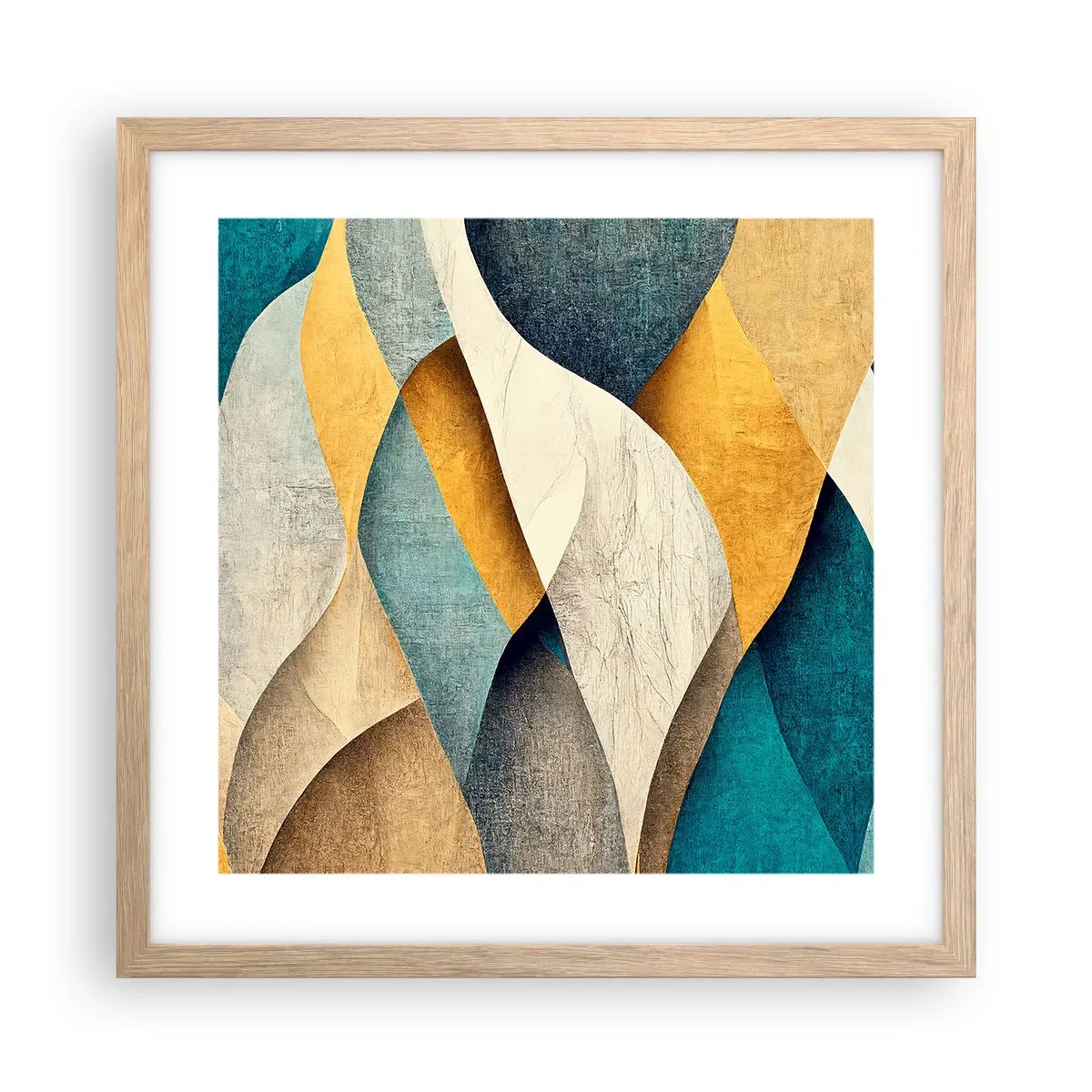 Poster in einem Rahmen aus heller Eiche - Rhythmus und Welle - 40x40 cm