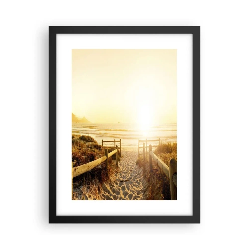 Poster in einem schwarzem Rahmen - Über die Düne, der Sonne entgegen - 30x40 cm