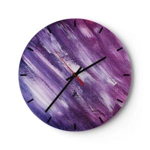 Wanduhr - Glasuhr - Abstrakte Pinselstriche in Lila- und Rosatönen - 30x30cm - Wenn der sonnige Wind weht - Moderne Wanddekoration für Wohnzimmer, Küche und Schlafzimmer ARTTOR