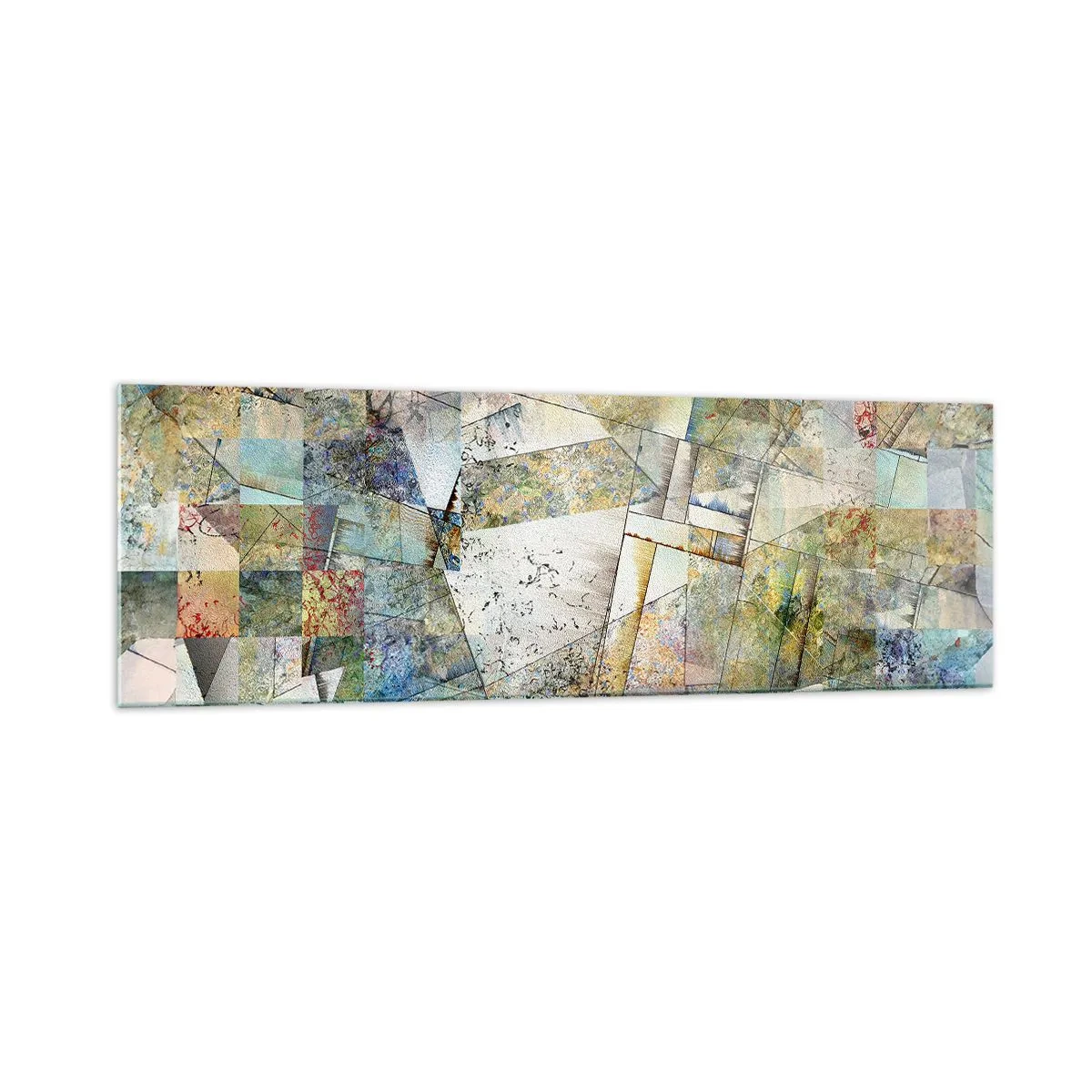 Glasbild - Bild auf glas - Bunte Abstraktion mit geometrischen Formen und Linien - 160x50cm - Geometrische Mischung - Moderne Wanddekoration für Wohnzimmer und Schlafzimmer ARTTOR