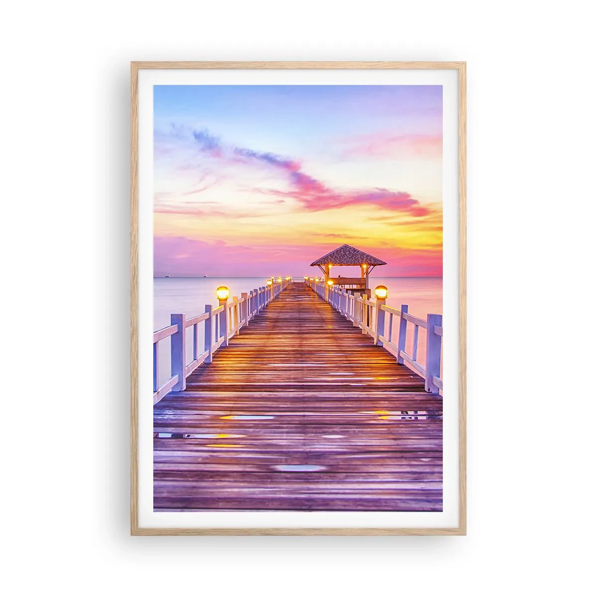 Poster in einem Rahmen aus heller Eiche - Die lila-goldene Stille des Abends - 70x100 cm