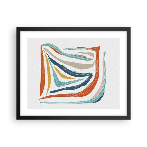 Poster in einem schwarzem Rahmen - Abstraktion mit einem freundlichen Lächeln - 50x40 cm