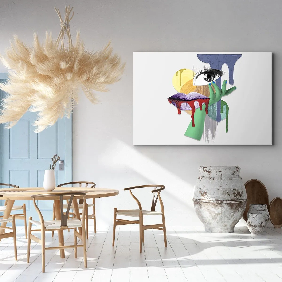 Bild auf Leinwand - Leinwandbild - Dekonstruiertes Porträt mit abstrakten Elementen - 120x80cm - Ein dekonstruiertes Porträt - Moderne Wanddekoration für Wohnzimmer und Schlafzimmer ARTTOR