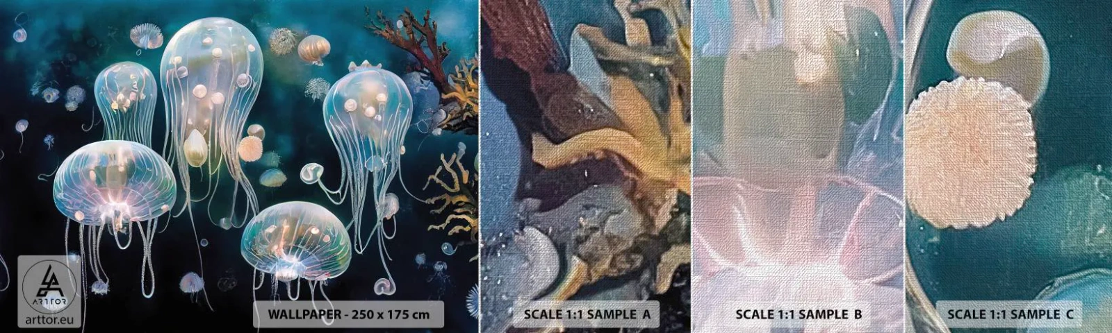 Fototapeten Muster Premium Canvas - Unterwasserball - Qualle, Tiere, Tiefe - 100x30 cm