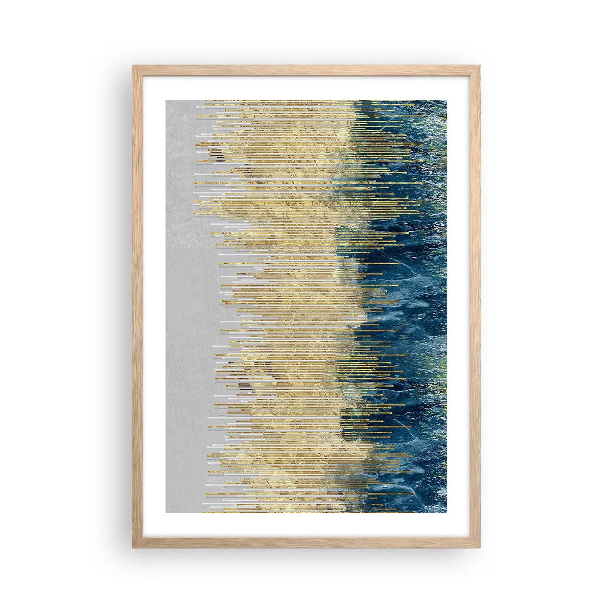 Poster in einem Rahmen aus heller Eiche - Vergoldete Grenze - 50x70 cm