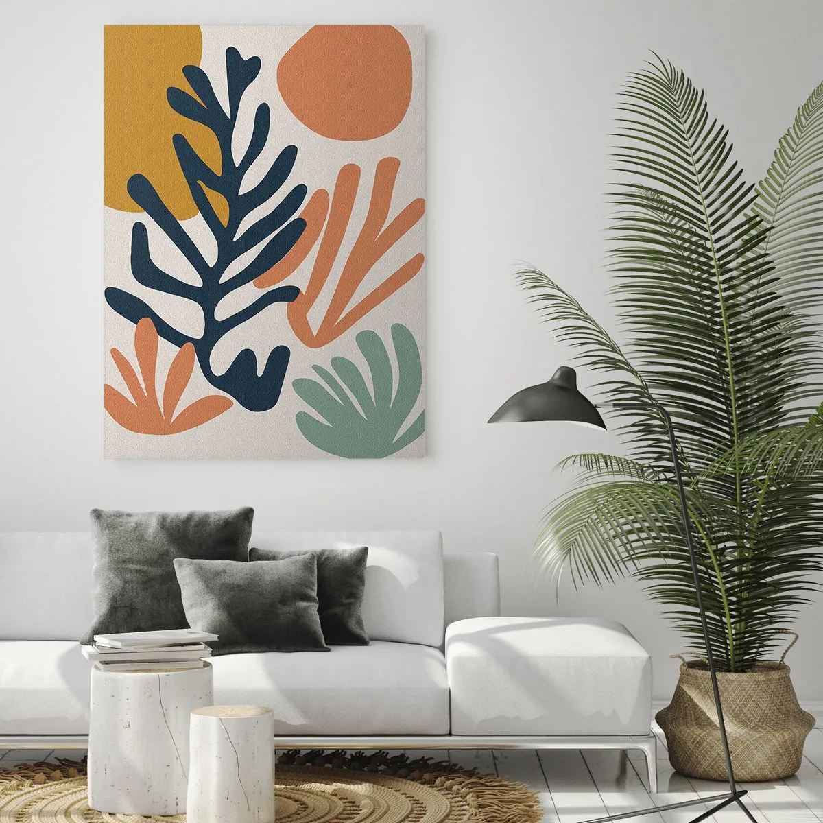 Glasbild - Bild auf glas - Farbenfrohe Grafiken mit Pflanzen- und Korallenmotiven - 50x70cm - Korallenmeere - Moderne Wanddekoration für Wohnzimmer und Schlafzimmer ARTTOR