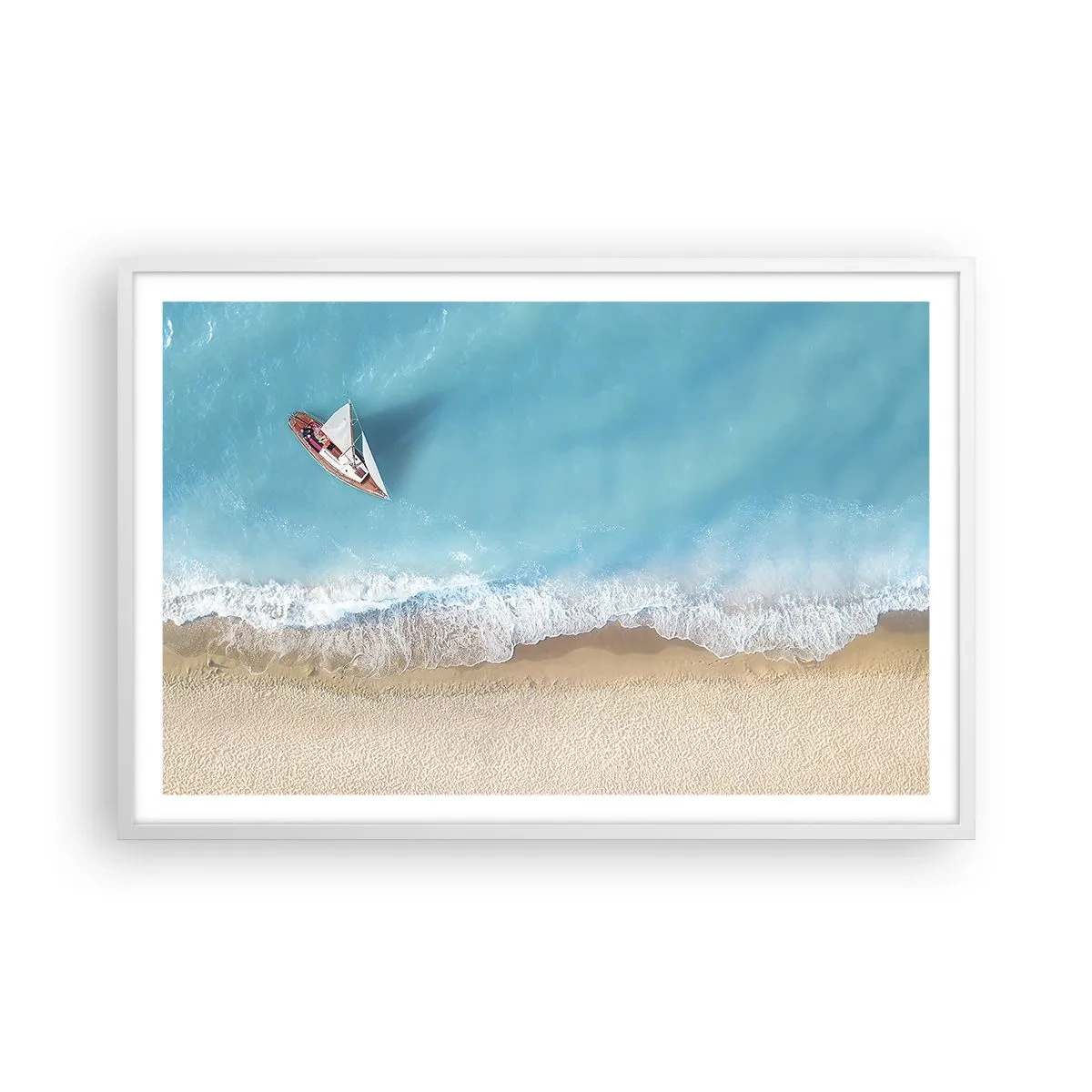 Poster in einem weißen Rahmen - An der Grenze von Blau und Gold - 91x61 cm