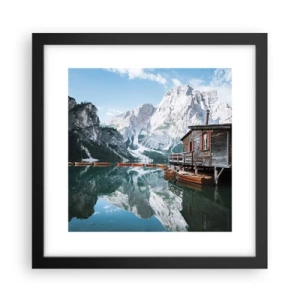 Poster in einem schwarzem Rahmen - Kristallklarer Bergmorgen - 30x30 cm