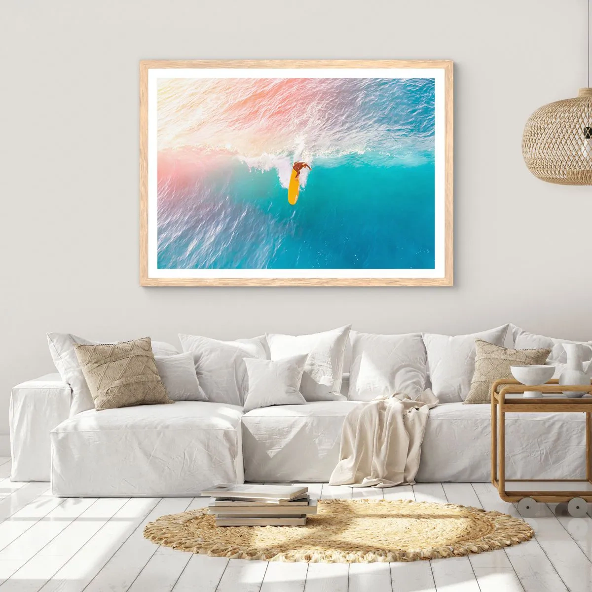 Poster in einem Rahmen aus heller Eiche - Der Ozeanreiter - 100x70 cm