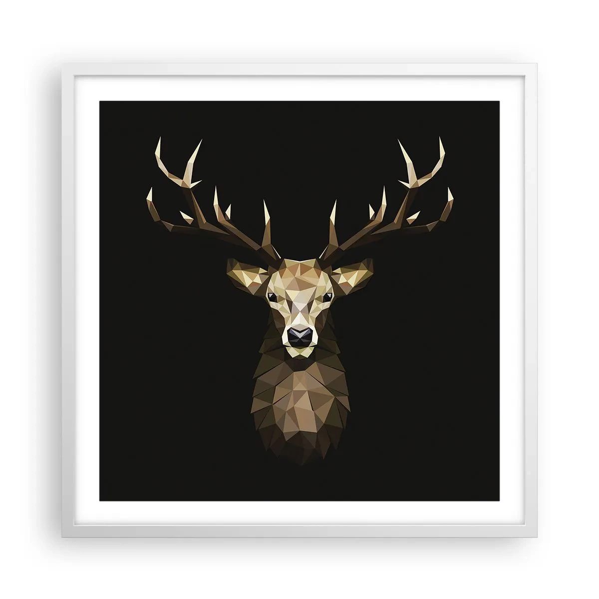 Poster in einem weißen Rahmen - Kubistischer Hirsch - 60x60 cm