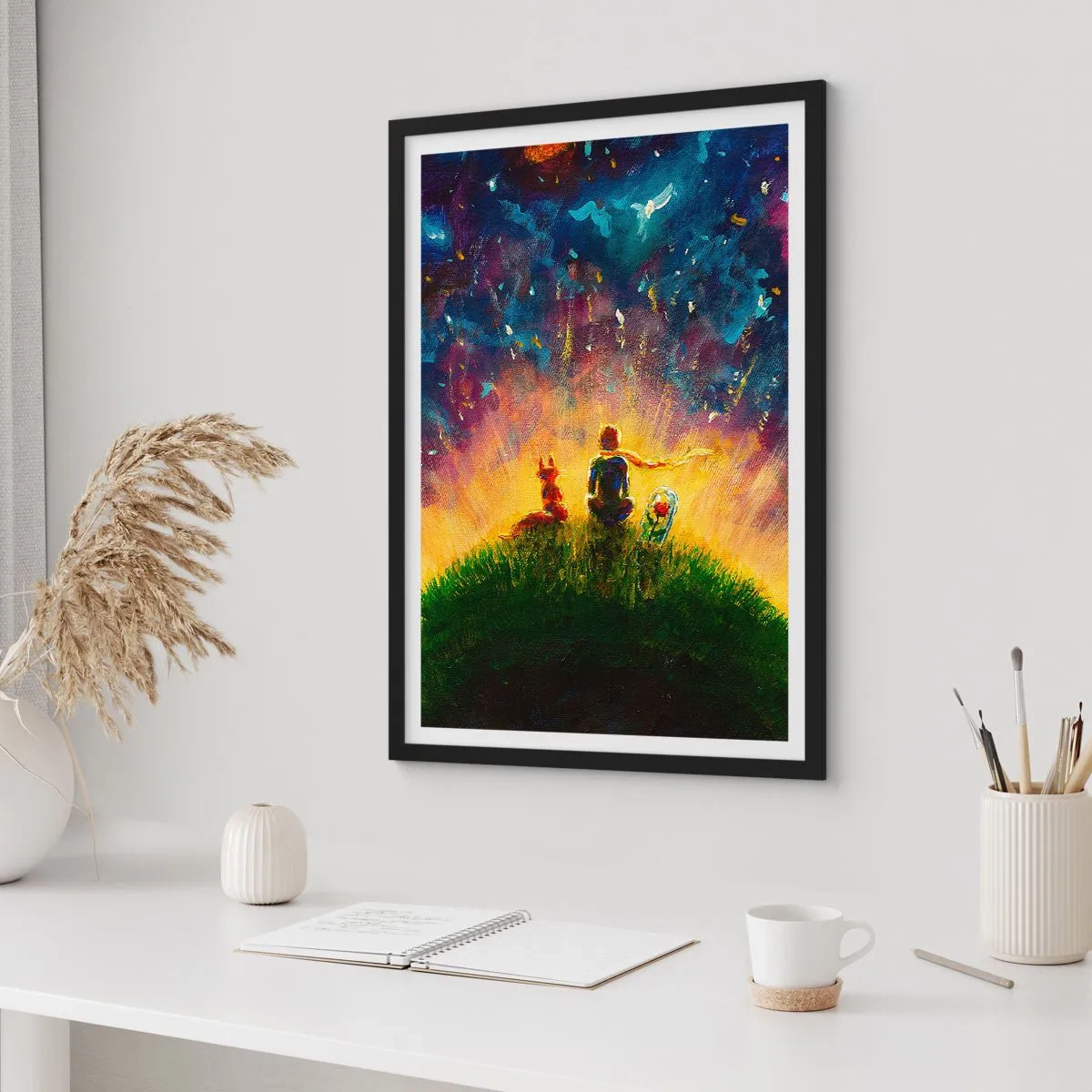 Poster in einem schwarzem Rahmen - Liebe und Freundschaft - die ganze Welt - 61x91 cm