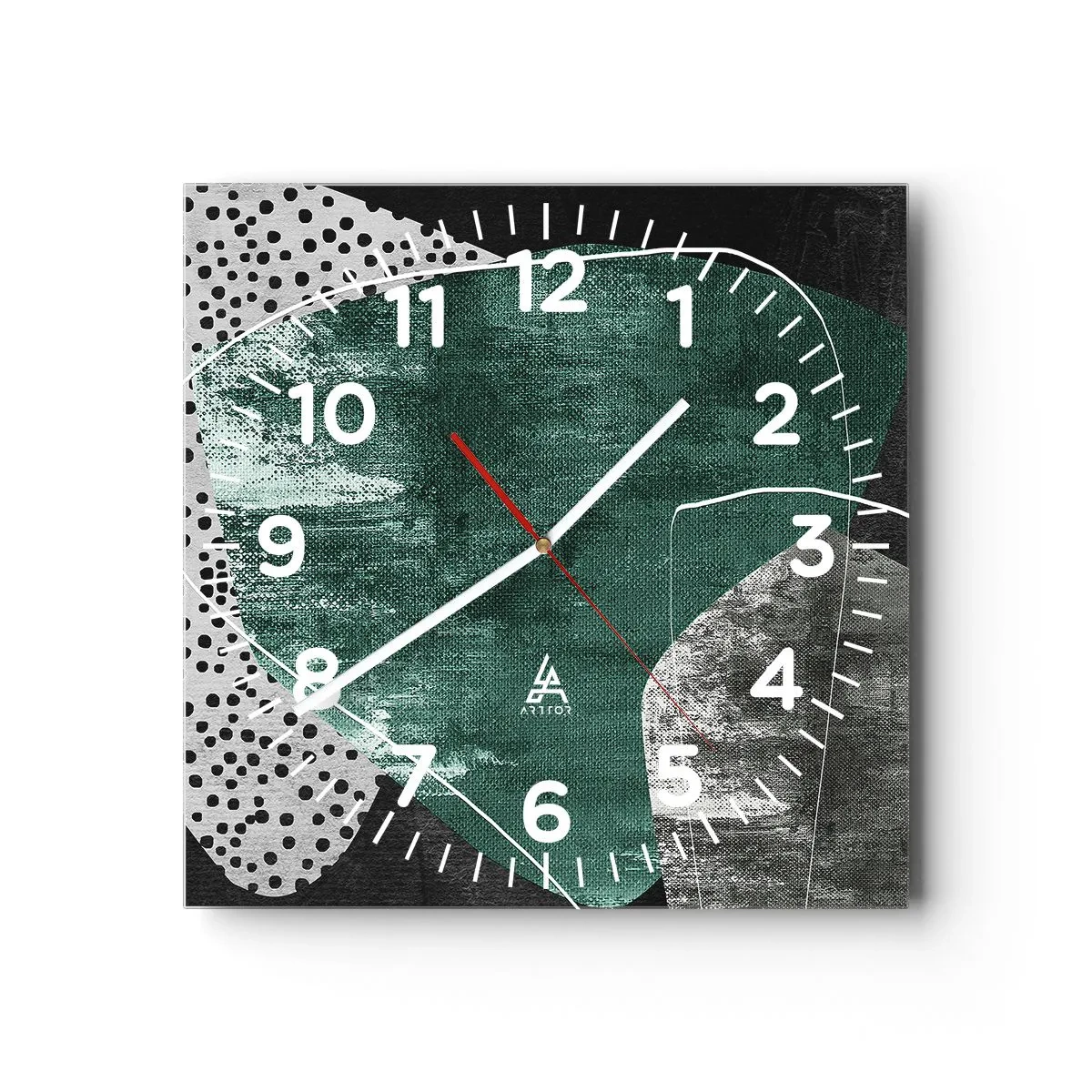 Wanduhr - Glasuhr - Bunte Abstraktion mit Blattgold - 40x40 cm